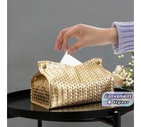 Shein Juego de 1 pieza/2 piezas de caja para toallas de papel de unicolor con patrón de espiga de trigo, bolsa de almacenamiento vertical de escritorio en f