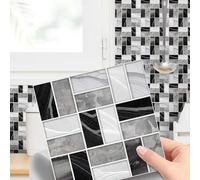 Shein Juego de 10 piezas de papel tapiz de PVC, calcomanías de paneles de pared con patrón de mosaico moderno para el hogar, pegatinas de renovación, papel