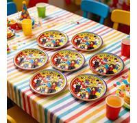 Shein Juego de 10 piezas/Set de vasos de papel con temática de dibujos animados, vasos desechables adecuados para 10 personas, vajilla para fiesta de cumple