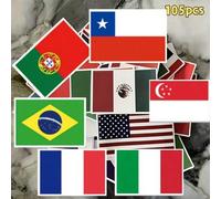 Shein Juego de 105 pegatinas de banderas nacionales - Papel autoadhesivo de forma asimétrica - Diseño de moda callejera para amantes del DIY! Perfecto para