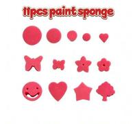 Shein Juego de 11 piezas de pinceles de esponja, incluye pinceles de esponja redondos, con forma de flor, estrella y otros, herramientas de pintura acrílica