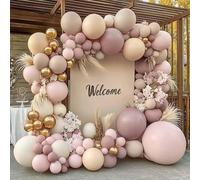 Shein Juego de 113 globos de látex de 18", 10" y 5" en colores rosa macaron, rosa atardecer, blanco arena y albaricoque, adecuado para cumpleaños, bodas, de