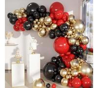 Shein Juego de 113 piezas de guirnalda de globos negro, dorado y rojo, utilizado para decorar cumpleaños de niños, niñas, fiestas de baby shower y graduació