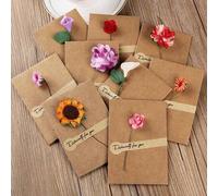 Shein Juego de 12/8/6/1 piezas de tarjetas de felicitación con diseño floral vintage - Tarjetas de agradecimiento de papel kraft hechas a mano con sobres au