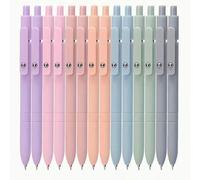 Shein Juego de 12 bolígrafos de gel de color Morandi premium, 2 bolígrafos de color aleatorio + 10 recambios, tinta negra de 0,5 mm, escritura suave, bolígr