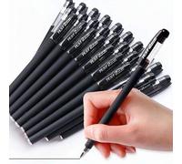 Shein Juego de 12 bolígrafos de gel mate, punta fina de 0.5mm, tinta negra/azul, bolígrafo, agarre cómodo, secado rápido, escritura suave, ideal para tomar