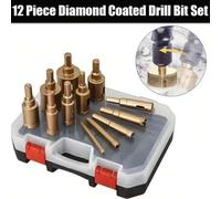 Shein Juego de 12 brocas de diamante para vidrio, mármol y piedra - Kit de sierra de corona de 6-35mm, incluye herramientas manuales, herramientas para gran