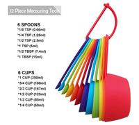 Shein Juego de 12 piezas de tazas y cucharas para medir, tazas de medir de plástico lindas, herramientas de medición de cocina de colores, tazas de medir se