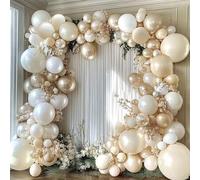 Shein Juego de 125 piezas de arco de globos blancos, incluye globos de látex blancos, albaricoque y dorado champán. Perfecto para fiestas de cumpleaños, bab