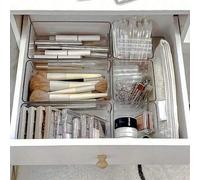 Shein Juego de 13 piezas/11 piezas/6 piezas/1 pieza de organizador de cajones de plástico transparente modular, caja de almacenamiento de cosméticos de escr