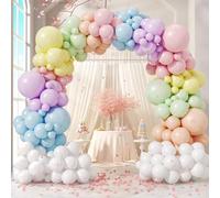 Shein Juego de 149 globos arcoíris coloridos tipo macaron para guirnalda en arco, adecuado para baby shower, niños y niñas, decoración de fiesta de cumpleañ
