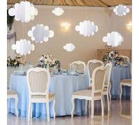Shein Juego de 16 piezas Decoración de techo con nubes en 3D, adornos colgantes de nubes de fieltro falso para baby shower, guardería, aula, decoración de b