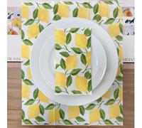 Shein Juego de 16 servilletas desechables grandes de tela con estampado de limón de 33 x 40 cm para decoración de restaurantes, cafeterías, fiestas y vajill