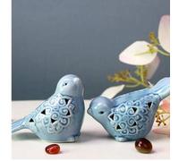 Shein Juego de 2 figuras decorativas de pájaros de cerámica, artesanía artística coleccionable para el hogar, oficina, coche y mesa de té, decoración versát
