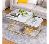 Shein Juego de 2 mesas de centro modernas, mesas nido cuadradas y elegantes con espacio de almacenamiento, soporte estable en forma de X, muebles modernos p