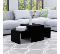 Shein Juego de 2 mesas nido Joinmee negro 100x48x40 cm, mesa de centro y mesa auxiliar apilable de madera de ingeniería, set moderno para salón, sofá y apar