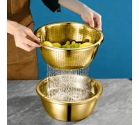 Shein Juego de 2 piezas de colador y cesta de vapor de acero inoxidable, utensilios de cocina multifuncionales, aptos para lavavajillas, a prueba de óxido,