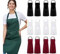 Shein Juego de 2 piezas; Delantal de unicolor simple con 2 bolsillos; Delantal de chef ajustable para la cocina apto para hombres y mujeres