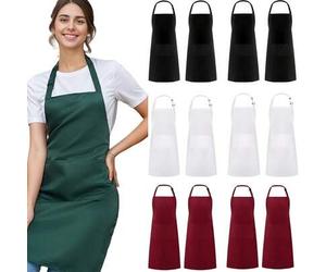 Shein Juego de 2 piezas; Delantal de unicolor simple con 2 bolsillos; Delantal de chef ajustable para la cocina apto para hombres y mujeres
