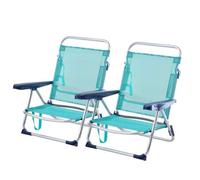 Shein Juego de 2 piezas Silla de Playa Reclinable y Plegable tipo Tumbona - Aluminio Liviano y Textileno Transpirable, 4 Posiciones Ajustables, Portátil par