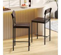 Shein Juego de 2 taburetes de bar, asiento alto con asiento y respaldo acolchados, taburetes de bar industriales para cocina/comedor, sillas de bar con repo