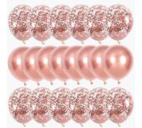 Shein (Juego de 20 piezas) 12 globos de oro rosa con brillo - 8 globos metálicos de oro rosa, adecuados para bodas, temporada de graduación, Día de la Madre