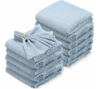 Shein Juego de 24 piezas de servilletas de gasa suave de unicolor con flecos, de 12.6*12.6 pulgadas/32*32 cm, mantel occidental, servilletas decorativas, pa