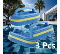 Shein Juego de 3 cepillos premium para limpieza de piscinas - Cepillo de esponja con mango de polipropileno manual no eléctrico, adecuado para paredes y azu