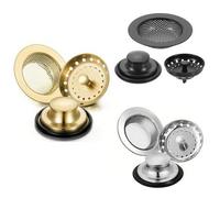 Shein Juego de 3 piezas de colador y tapón de drenaje para fregadero de cocina, tapón de acero inoxidable para triturador de basura con asa, filtro colador