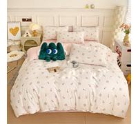 Shein Juego de 3 piezas de funda nórdica estilo coreano con estampado floral, ropa de cama de fibra lavada suave, reversible, 1 funda nórdica con 2 fundas d