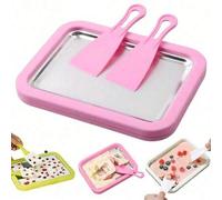 Shein Juego de 3 piezas para hacer helado, rodillo para hacer helado de uso doméstico con bandeja congeladora y 2 espátulas, bandeja para hacer helado DIY,