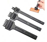 Shein Juego de 3 punzones manuales para cuero, punzón profesional para bricolaje de metal de 2/4/6 dientes, herramientas para perforar cinturones, cuero, ta