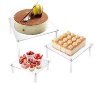 Shein Juego de 3 soportes de tarta de acrílico, soporte de exhibición de cupcakes transparente para mesa de postres, apto para tarta, pizza, boda, fiesta, e