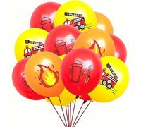 Shein Juego de 30 globos impresos de bomberos - Llamas, extintores, camiones de bomberos, adecuados para fiestas de cumpleaños, fiestas con temática de bomb
