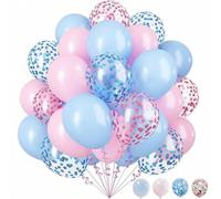 Shein Juego de 30 globos rosa y azul, globos de papel de aluminio con purpurina azul claro y rosa, juego de globos azul claro y rosa, adecuado para fiestas
