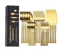 Shein Juego de 30 piezas de cubertería de acero inoxidable para Navidad, cuchillo, tenedor, cuchara, juego de vajilla estilo occidental, adecuado para el ho