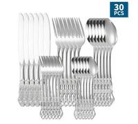 Shein Juego de 30 piezas de cubertería de acero inoxidable real, utensilios de cocina, regalo de Navidad, útiles escolares