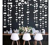 Shein Juego de 4/2/1 Guirnalda de corazones en forma de corona, guirnalda de corazones de papel perla de doble cara con cintas, adecuado para decoración de