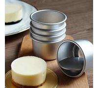 Shein Juego de 4 moldes de mini pudines circulares antiadherentes de 2 pulgadas con base desmontable - Adecuado para tarta de queso, pan, pizza, pastel espo