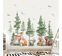 Shein Juego de 4 o 3 piezas, Pegatinas de pared Wondever de montaña y árboles, grandes vinilos autoadhesivos de pinos, bosque, oso y zorro para habitación d