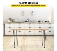 Shein Juego de 4 patas de mesa de metal con forma de horquilla, patas de mesa de acero al carbono con 4 pies de goma en la parte inferior y 3 varillas, para