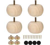 Shein Juego de 4 patas de mueble redondas de madera maciza de 2 pulgadas, adecuadas para patas de sofá/sofá sin costuras, con orificios previamente perforad
