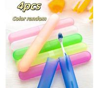 Shein Juego de 4 piezas de cajas de almacenamiento de cepillos de dientes para viaje, soporte portátil y transpirable para cepillos de dientes, cubierta pro