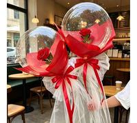 Shein Juego de 4 piezas de globos de burbuja transparentes y rosas simuladas elegantes y realistas de material PVC - Decoración con helio, decoración para b