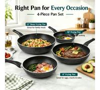 Shein Juego de 4 sartenes antiadherentes - 20/24/28 cm + sartén para tortitas de 24 cm - Compatible con inducción, gas, electricidad y vitrocerámica - Resis