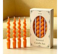 Shein Juego de 4 velas aromáticas en espiral, hechas de cera de soja/aceites esenciales, decoración de boda, adecuadas para fiestas festivas, velas aromátic