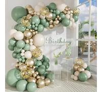 Shein Juego de 41 globos verde salvia y dorado arena con globos de confeti de lámina dorada, adecuado para boda, despedida de soltera, baby shower, decoraci