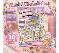 Shein Juego de 46 piezas, Pegatinas decorativas DIY para casas, Pegatinas de paisajes, Pegatinas de escenas (Incluye 20 escenas y 26 hojas de material) Pega