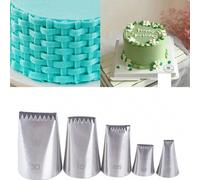 Shein Juego De 5 Boquillas Para Decoración De Pasteles De Acero Inoxidable 304, Boquilla Para Tuberías De Crema Para Tejer En Semifila, Boquilla Para Tuberí