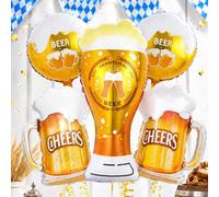 Shein Juego de 5 globos para festival de cerveza, incluye globos de jarra de cerveza y taza de cerveza feliz, adecuado para el festival de cerveza de Múnich